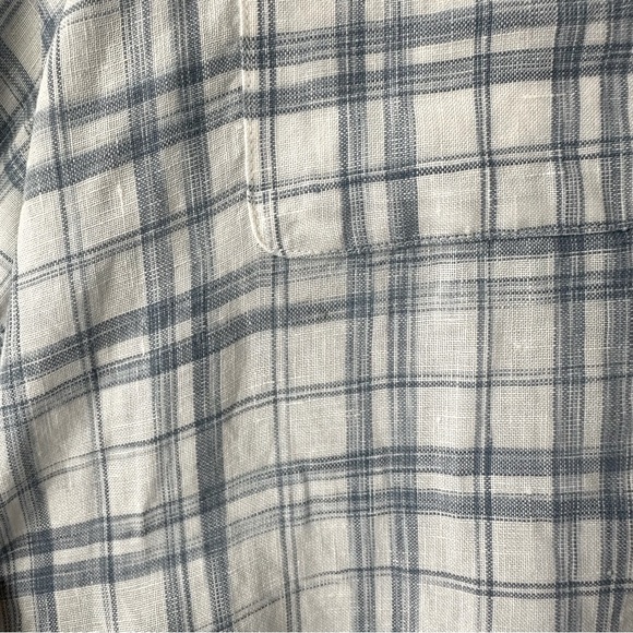 Ralph Lauren Blue and White Plaid Linen Button Down Shirt - Picture 7 of 8